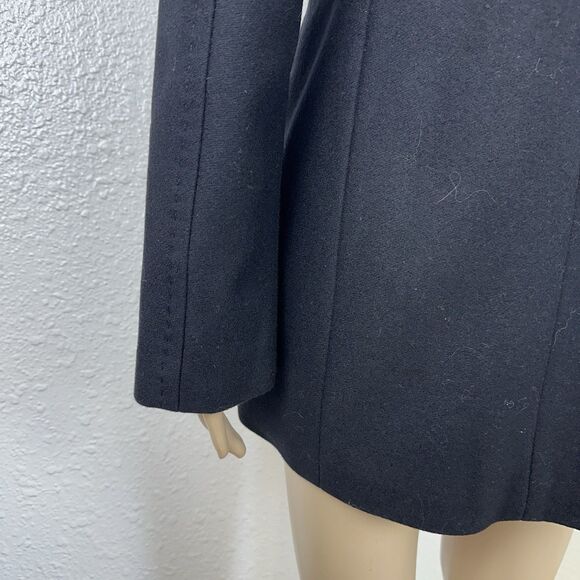 Theory Wool Coat Womens 4 Black Peacoat Double Breasted Money Staple Business - Picture 10 of 15